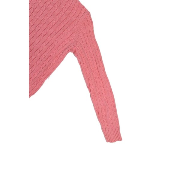 Vtg Lauren Ralph Lauren women's small Cable Knit Sweater crop Pink Coral READ - Picture 3 of 14
